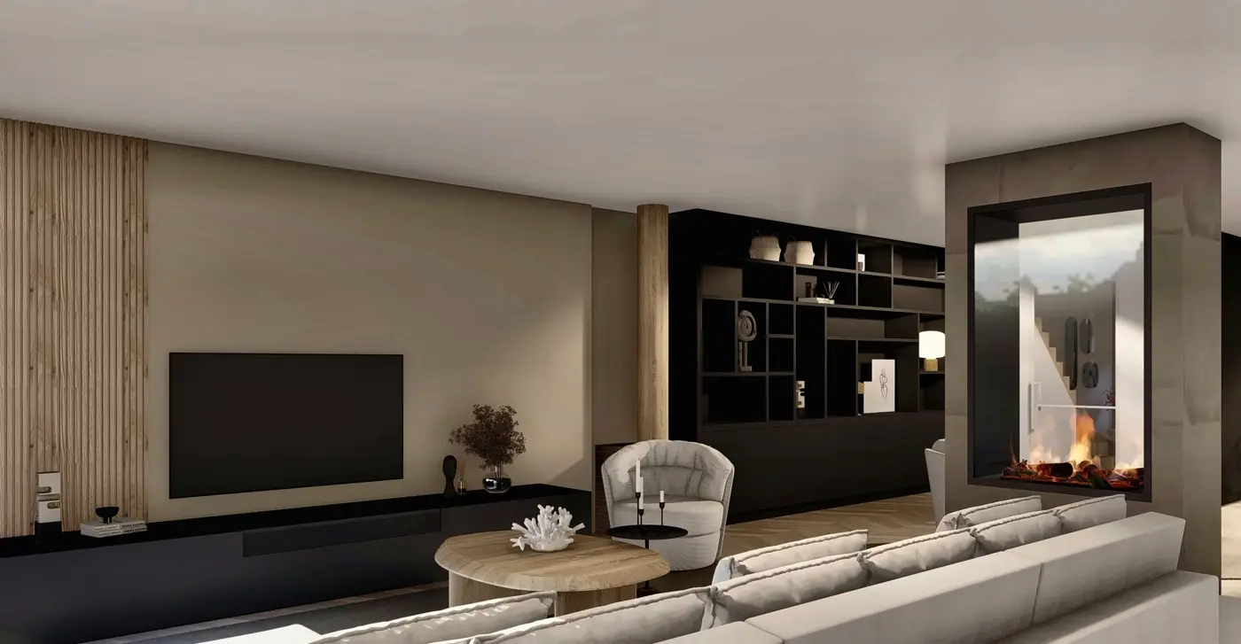 TV wall with bespoke cabinetry