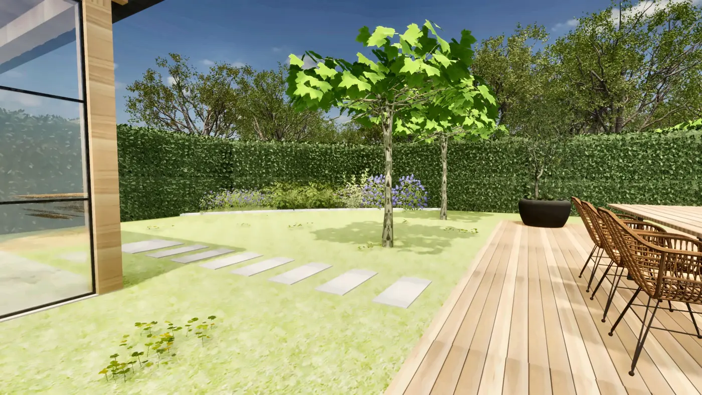 Garden idea · lawn and deck