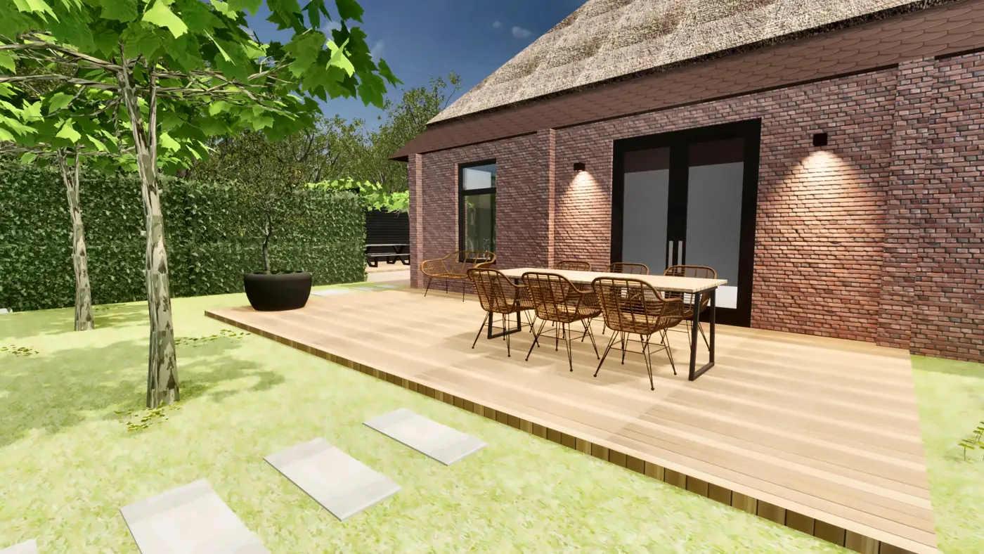 Garden idea · dining outdoors by the stolp