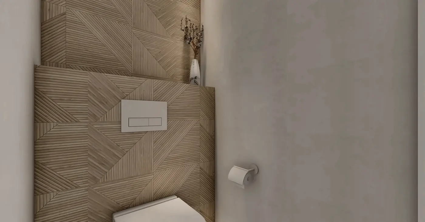 Toilet with relief tiles
