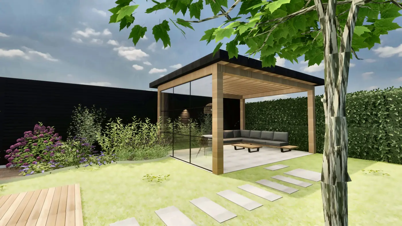 Garden idea · garden room with glass wall