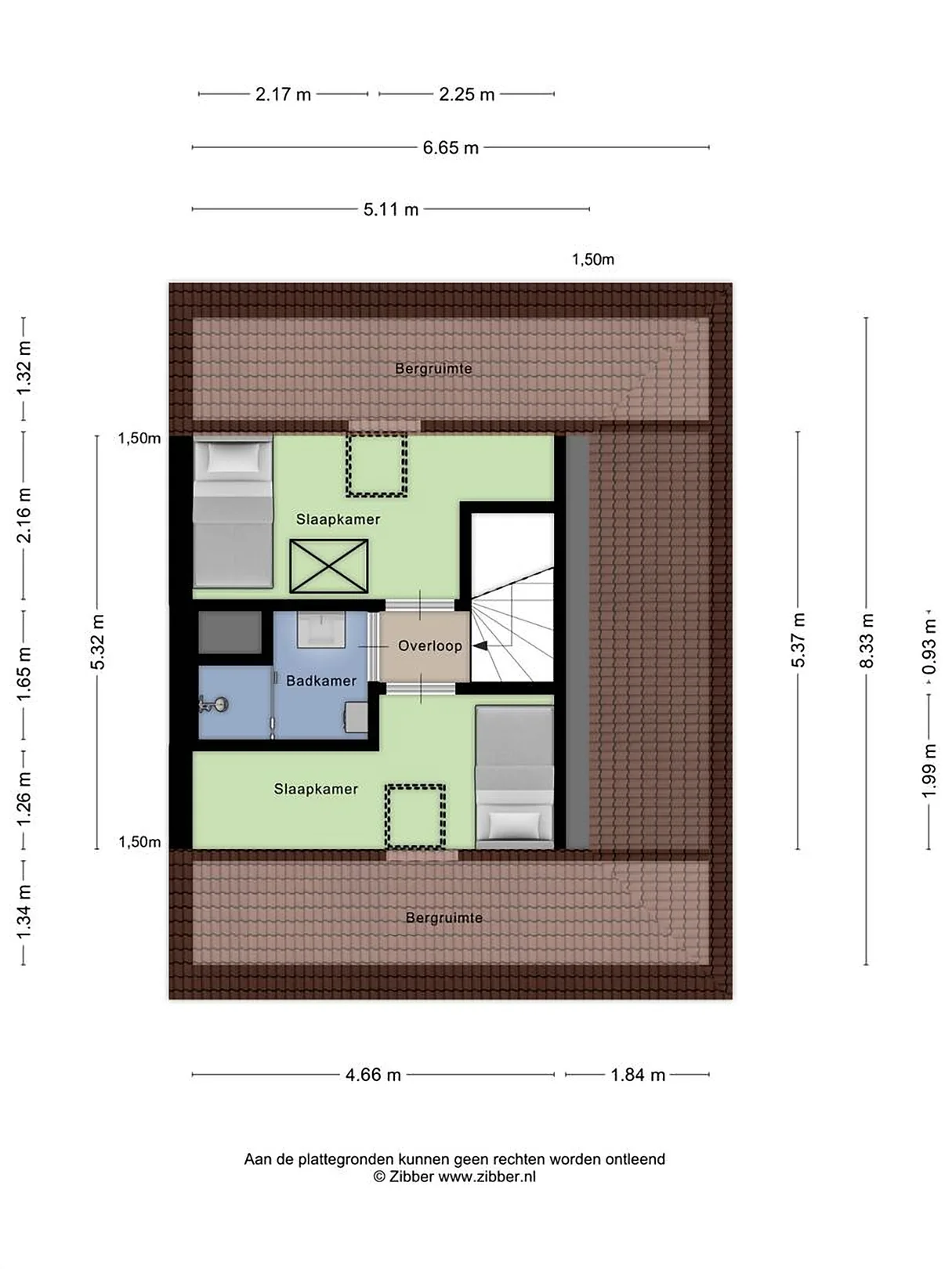 Second floor plan with indicative furnishing