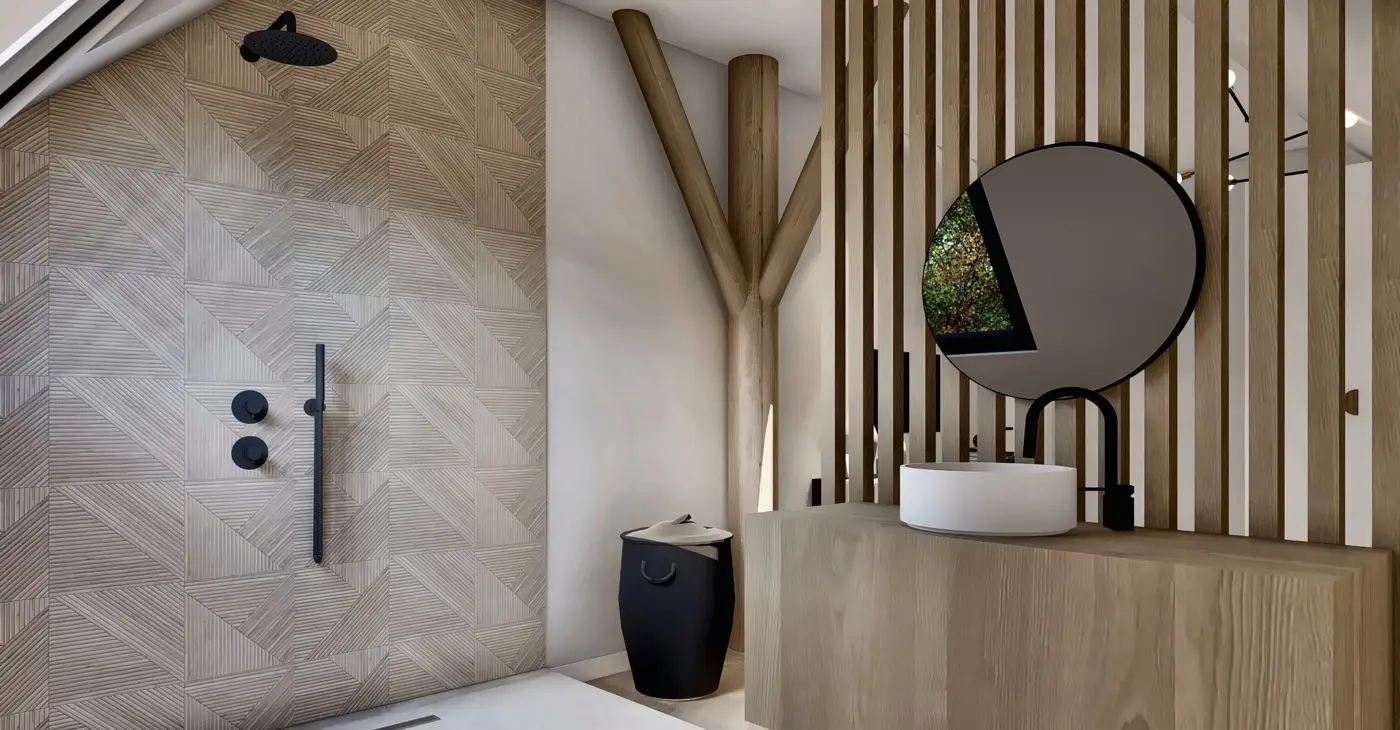 En-suite bathroom with walk-in shower, washbasin and an optional bath
